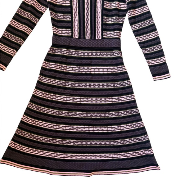M Missoni Signature Knit Long Sleeve A-Line Dress Purple Pink  Size IT 44 /US 8 - Picture 2 of 9